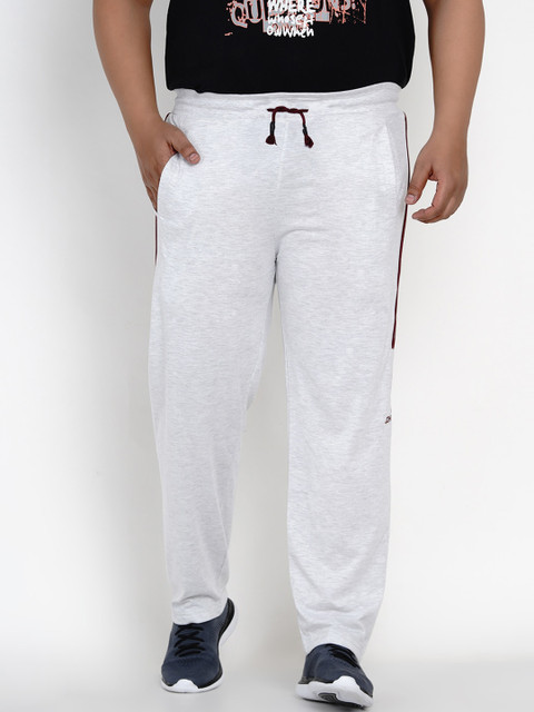 

John Pride Men Off White Solid Straight-Fit Plus Size Track Pants