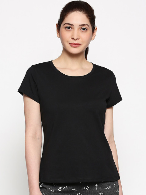 

Dreamz by Pantaloons Women Black Solid Pure Cotton Top
