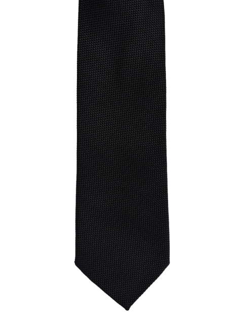 

BuckleUp Men Black Woven Design Broad Tie