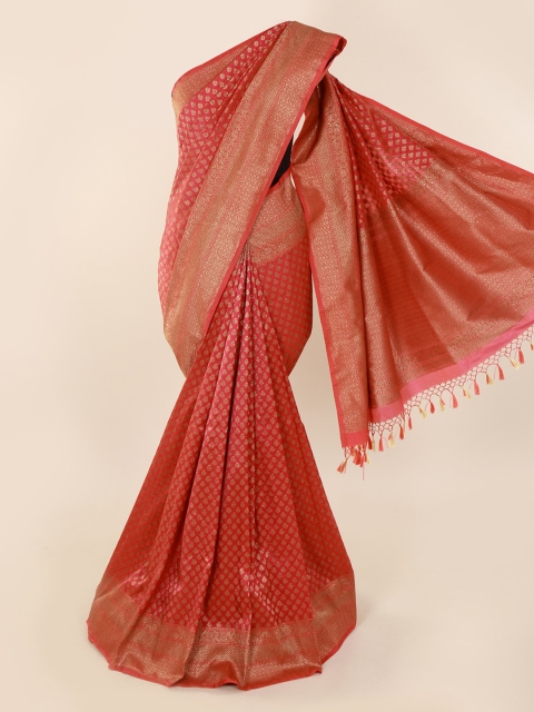 

Pothys Pink & Gold-Toned Pure Silk Woven Design Banarasi Saree