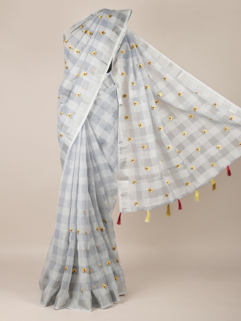 

Pothys Grey Checked Linen Blend Saree