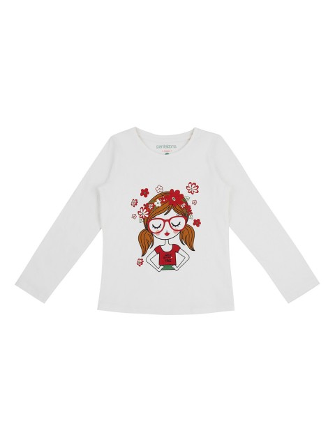 

Pantaloons Junior Girls White Printed Round Neck T-shirt