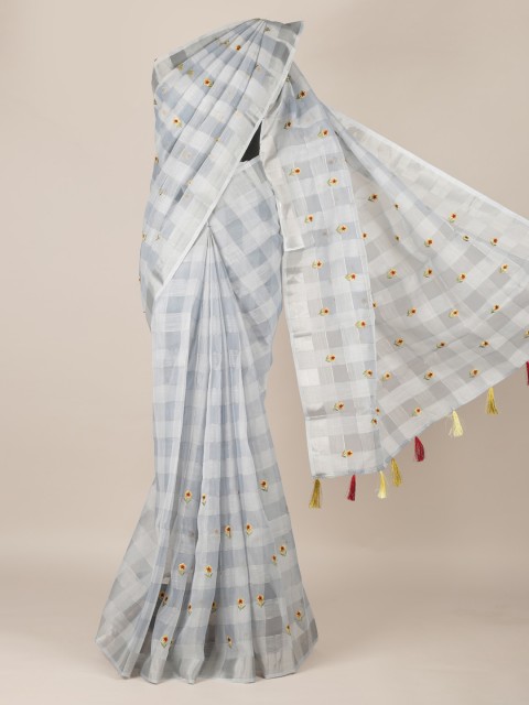 

Pothys Grey Checked Linen Blend Saree