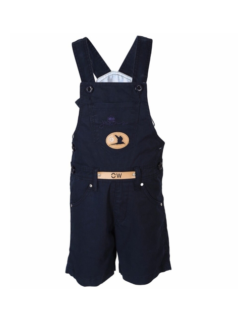

FirstClap Unisex Kids Navy Blue Solid Denim Dungarees