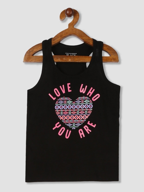 

The Childrens Place Girls Black Printed Tank Top