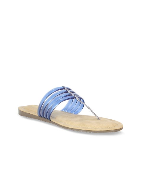 

Inc 5 Women Blue Solid T-Strap Flats