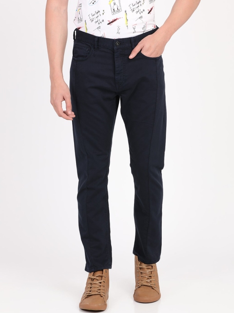 

Breakbounce Men Navy Blue Slim Fit Solid Chinos