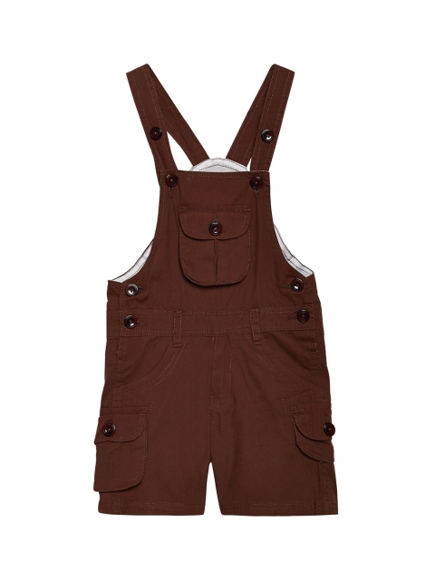 

FirstClap Unisex Kids Brown Solid Denim Dungarees