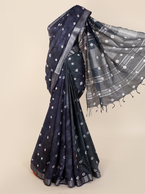 

Pothys Navy Blue Dyed Linen Blend Saree
