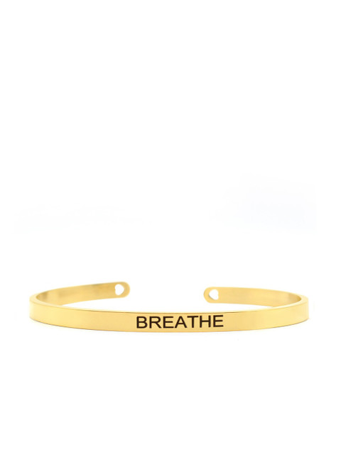 

JOKER & WITCH Gold Plated Breathe Quote Embossed Cuff Bracelet