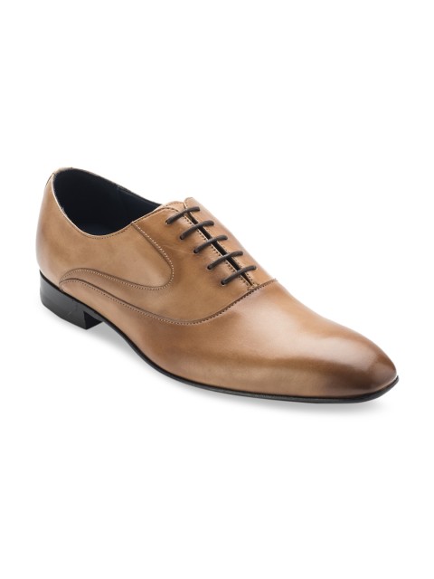 

Heel & Buckle London Men Tan Brown Solid Leather Formal Oxfords