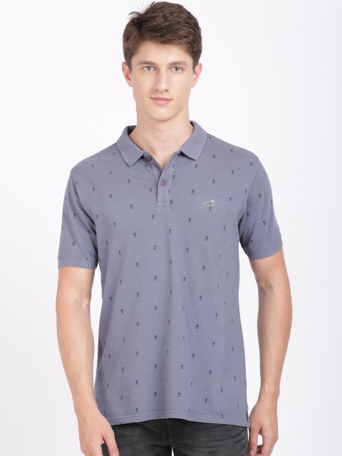 

Crocodile Men Navy Blue Printed Polo Collar T-shirt