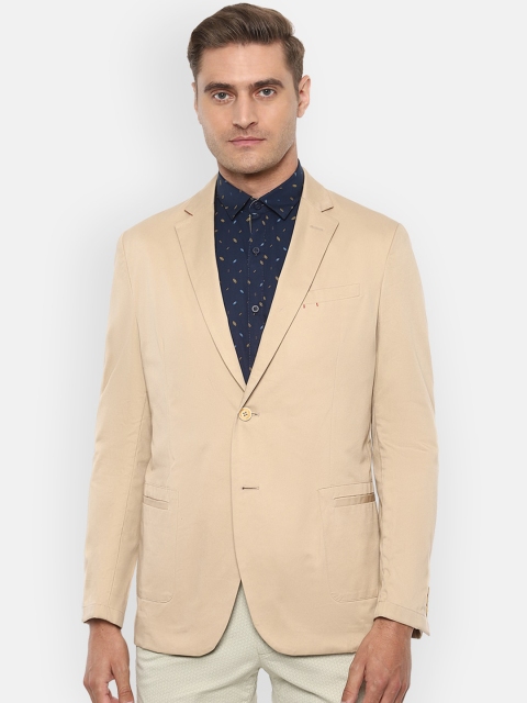 Van Heusen Sport Men Beige Solid Slim Fit Single Breasted Blazer