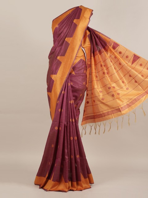 

Pothys Purple & Gold-Toned Jute Silk Woven Design Saree