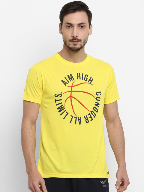 

Yuuki Men Yellow & Black Printed Round Neck T-shirt