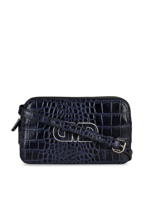 

Da Milano Blue Textured Leather Sling Bag
