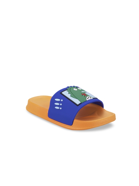 

FEETWELL SHOES Boys Orange & Blue Printed Sliders