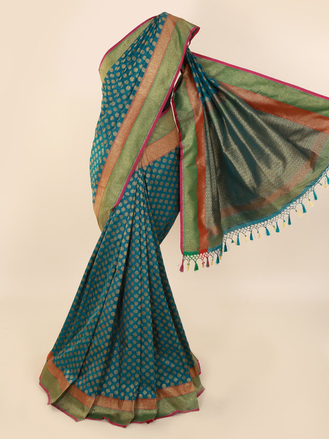 

Pothys Teal Blue Pure Silk Woven Design Banarasi Saree