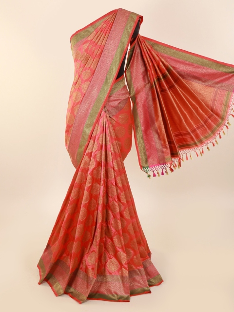 

Pothys Pink & Gold-Toned Pure Silk Woven Design Banarasi Saree