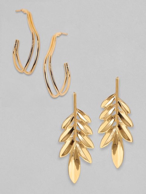 

TOKYO TALKIES X rubans FASHION ACCESSORIES Pack Of 2 Gold-Plated Earrings