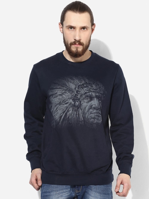 

Red Chief Men Navy Blue Printed Sweatshirt