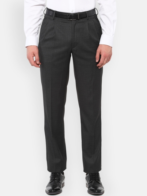 

Louis Philippe Men Black Regular Fit Checked Formal Trousers