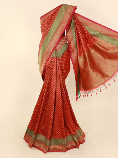 

Pothys Maroon & Green Pure Silk Woven Design Banarasi Saree