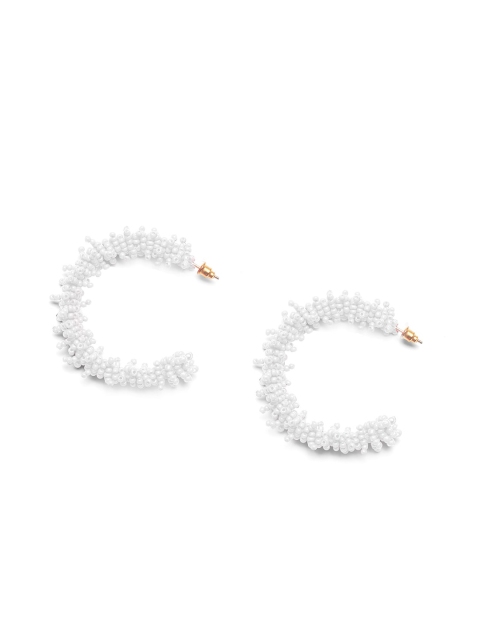 

Foxy Sperks White Contemporary Handcrafted Half Hoop Earrings