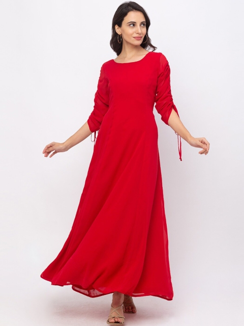 

Iti Women Red Solid Maxi Dress