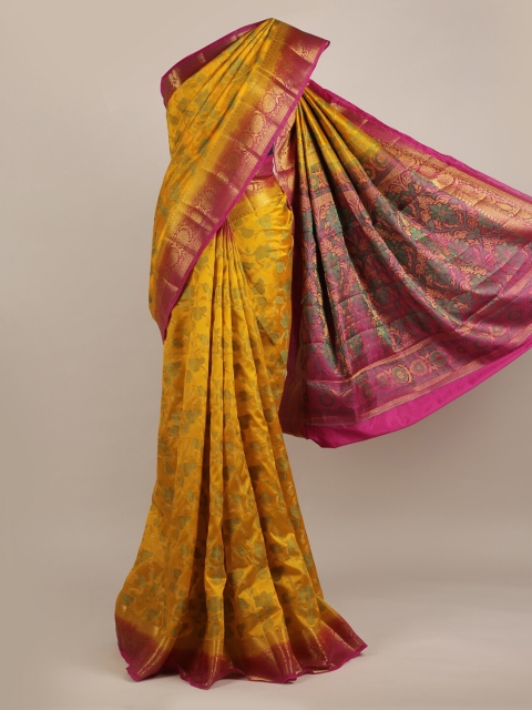 

Pothys Yellow Woven Design Jute Silk Saree