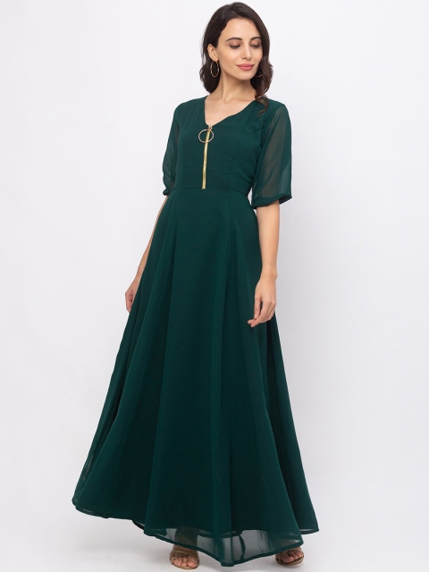 

Iti Women Green Solid Maxi Dress