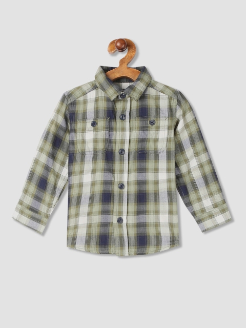

The Childrens Place Boys Green Regular Fit Checked Casual Shirt