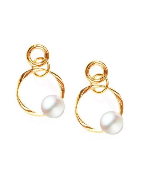 

Foxy Sperks Gold-Toned & White Contemporary Drop Earrings