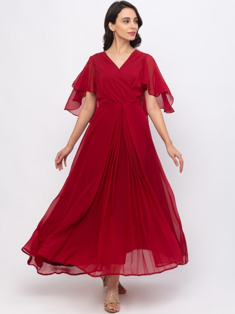 

Iti Women Maroon Solid Maxi Dress