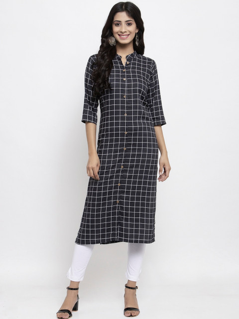 

NEUDIS Women Grey & White Printed Kurti with Trousers