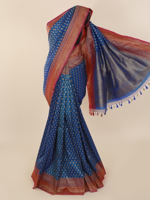 

Pothys Blue Pure Silk Woven Design Banarasi Silk Saree