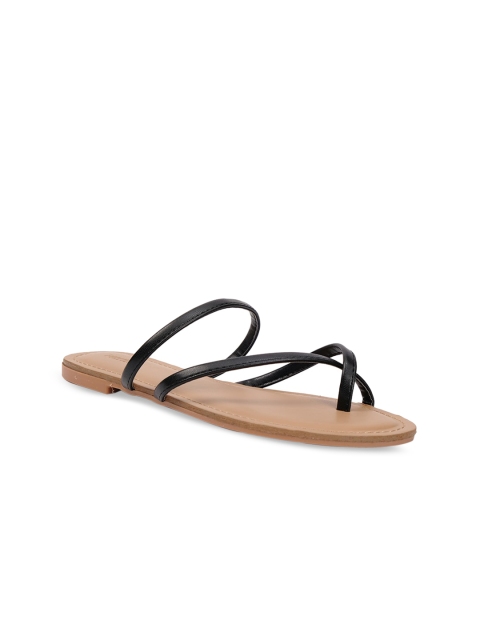 

FOREVER 21 Women Black Solid Open Toe Flats