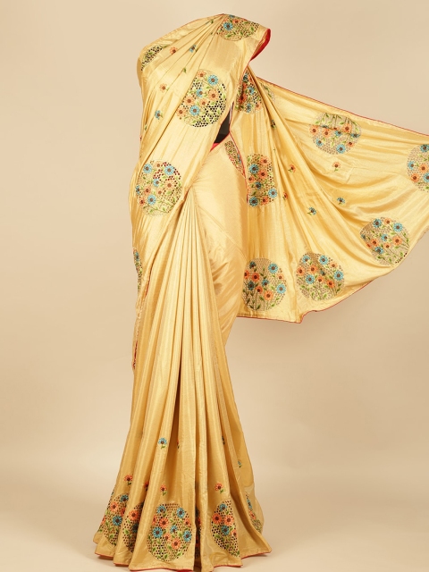 

Pothys Cream-Coloured & Blue Art Silk Embroidered Saree