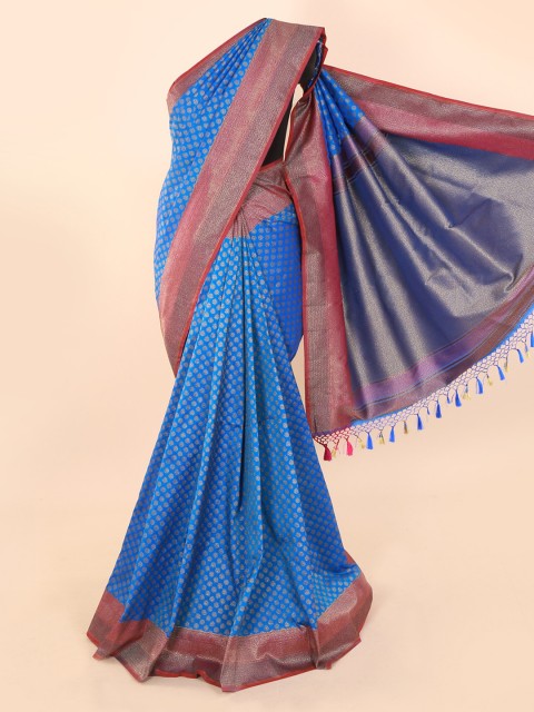 

Pothys Blue & Red Pure Silk Woven Design Banarasi Saree