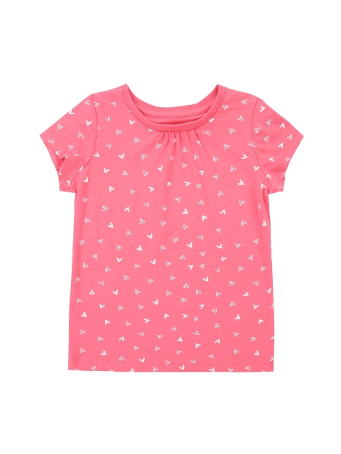 

Pantaloons Junior Girls Pink Printed Round Neck Cotton Pure Cotton T-shirt