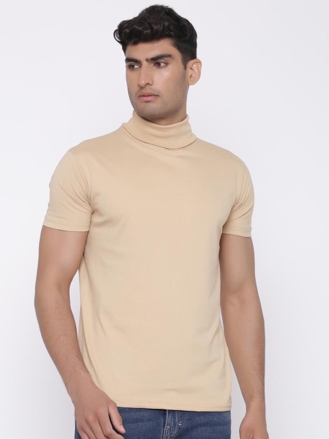 

Tistabene Men Beige Solid High Neck T-shirt
