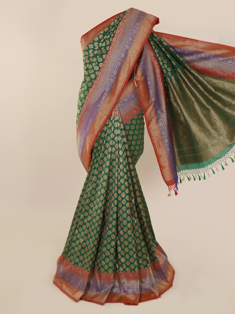 

Pothys Green Pure Silk Woven Design Banarasi Saree