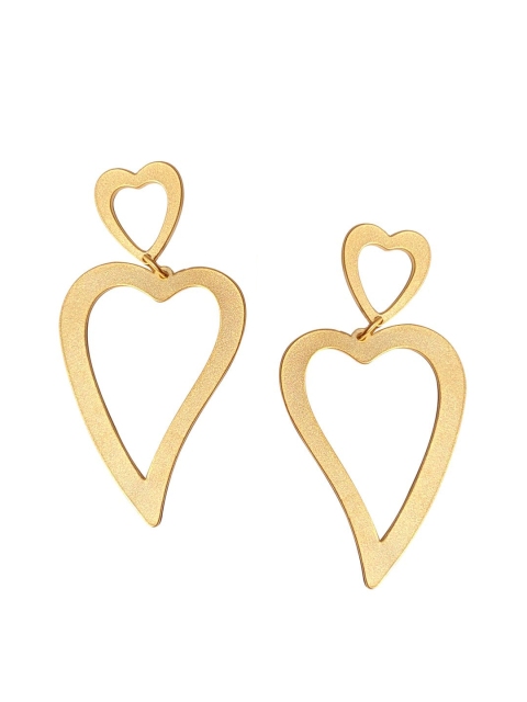 

Foxy Sperks Gold-Toned Heart Shaped Drop Earrings