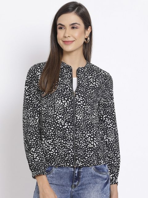 

Oxolloxo Women Black Printed Tailored Jacket