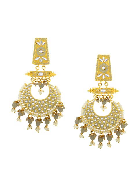 

Alamod Gold-Plated & Grey Contemporary Chandbalis