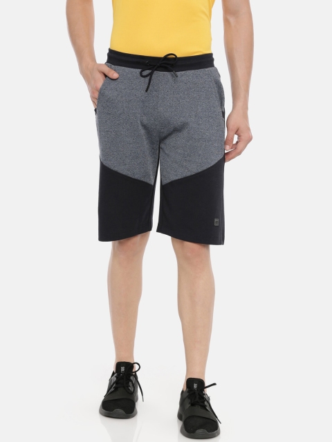 

Proline Active Men Navy Blue & Black Colourblocked Slim Fit Sports Shorts