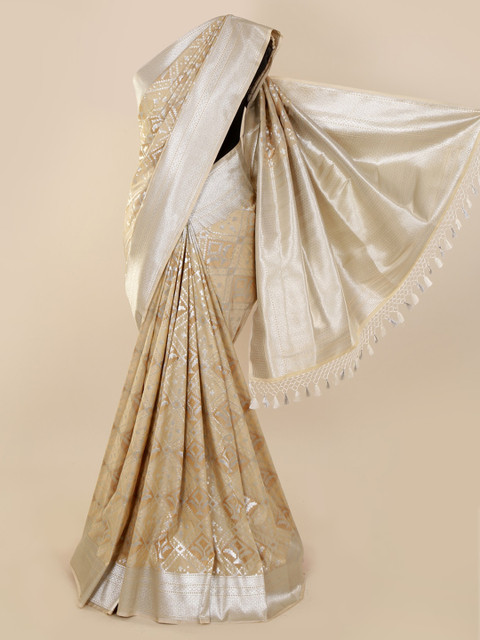 

Pothys Cream-Coloured Pure Silk Woven Design Banarasi Saree