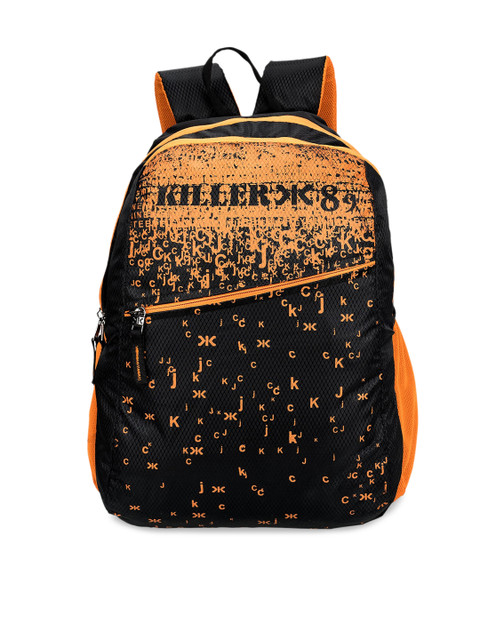 

Killer Unisex Black & Orange Printed Backpack