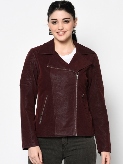 

Trufit Women Maroon Solid Tailored Jacket