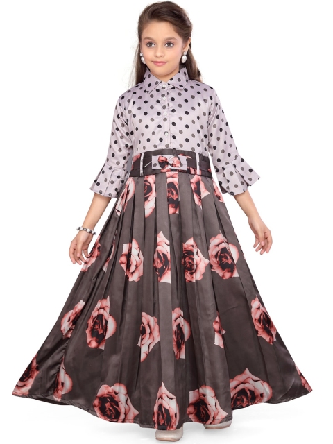 

Aarika Girls Peach-Coloured Printed Maxi Dress